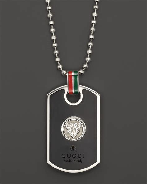 gucci dog tag necklace sterling silver|gucci dog tags for men.